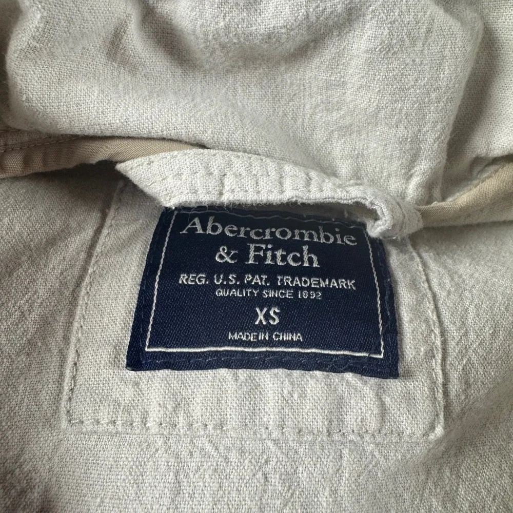 Abercrombie &‎ Fitch Womens XS Beige Utility Jacket Full Zip Drawstring Waist